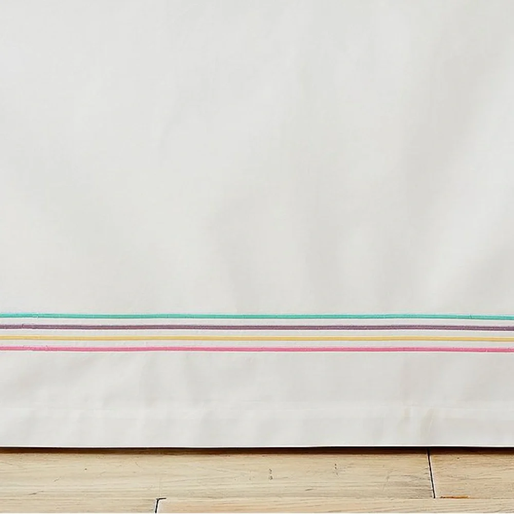 Pottery Barn Piper White Crib Skirt with Rainbow Stripe - Nursery Bedding